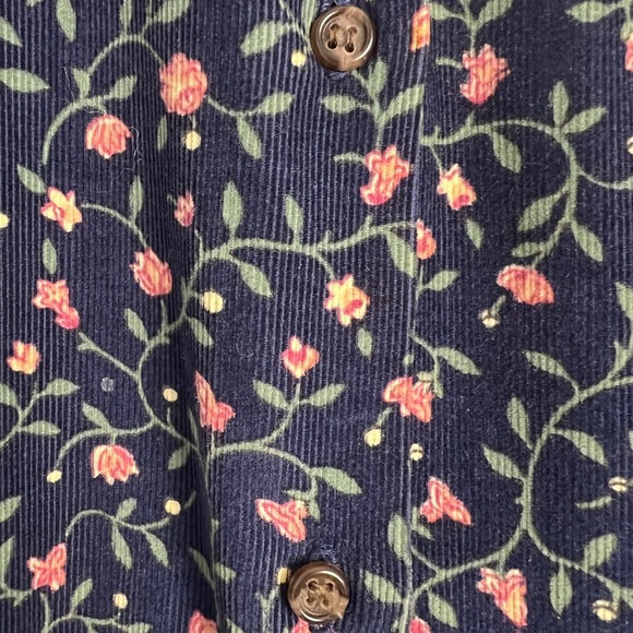 Vintage Alcott & Andrews Navy Blue Pink Ditsy Floral Corduroy Pleated Dress Sz 8 - Picture 8 of 10